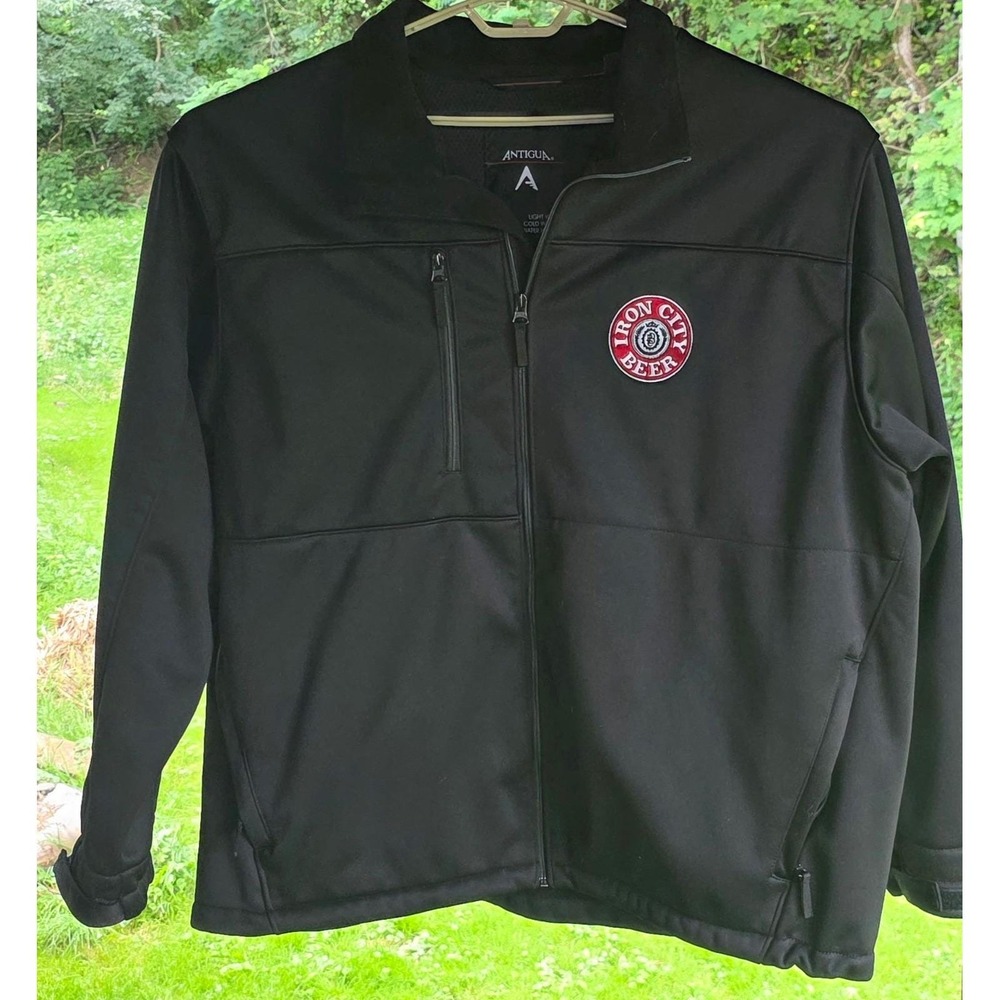 Vintage Iron City Beer Jacket Pittsburgh Brewing Patch Logo Antigua Coat Sz XXL
